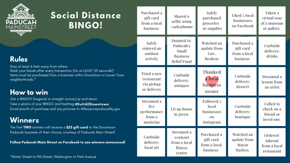 social distancing bingo