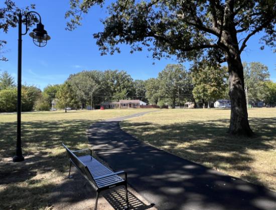 Walking Trail, Bench, and Lighting