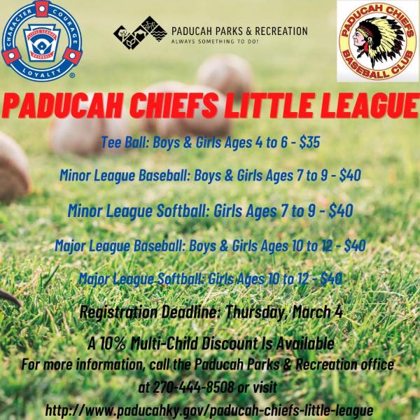 Paducah Chiefs 2021 Little League registration