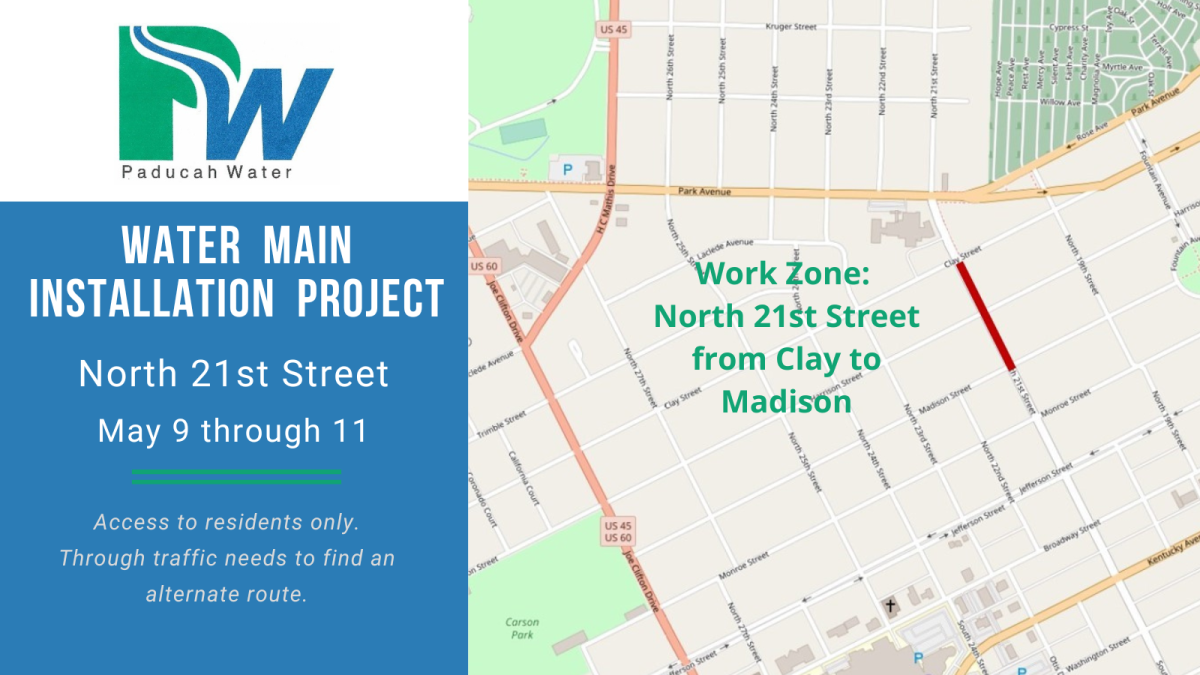 map of work zone on North 21st Street